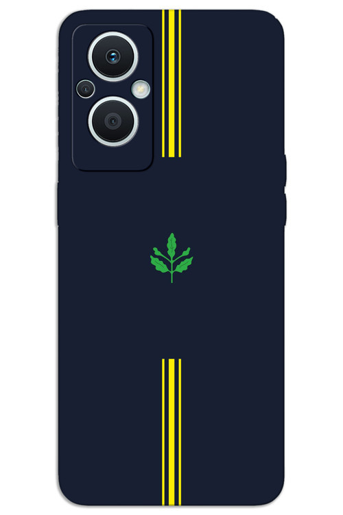 Oppo Reno 7 Lite Kılıf HD Desen Baskılı Arka Kapak - Sarı Lacivert