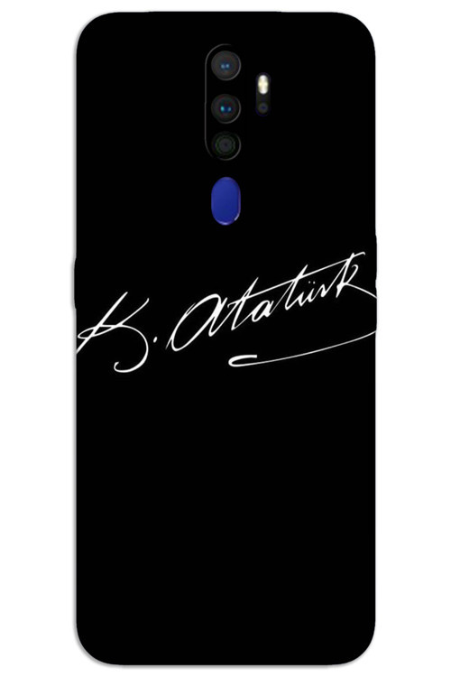 Oppo A5 2020 Kılıf HD Desen Baskılı Arka Kapak - Atatürk İmza