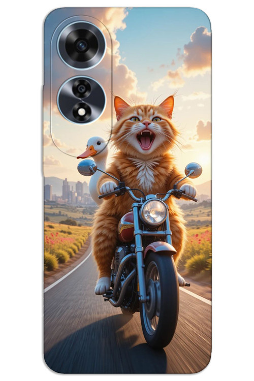 Oppo A60 Kılıf HD Desen Baskılı Arka Kapak - Çılgın Kedi