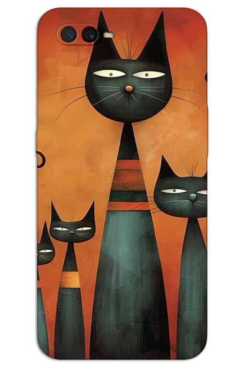 Oppo Ax7 Kılıf HD Desen Baskılı Arka Kapak - Sanat Kedi