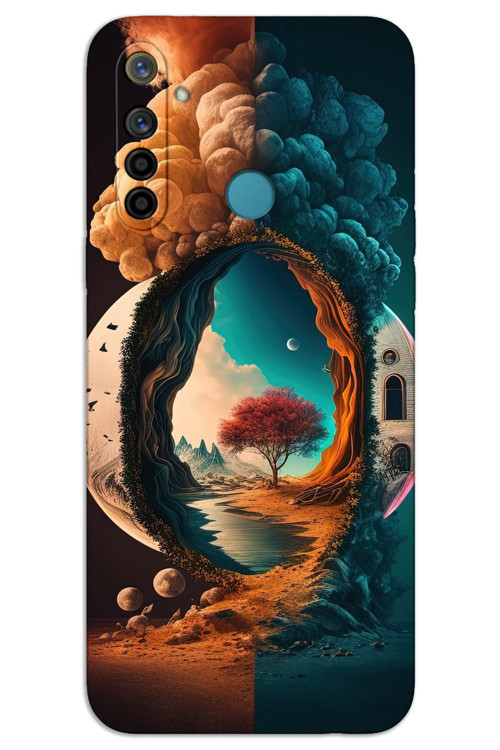Realme 5i Kılıf HD Desen Baskılı Arka Kapak - Aydan Gece