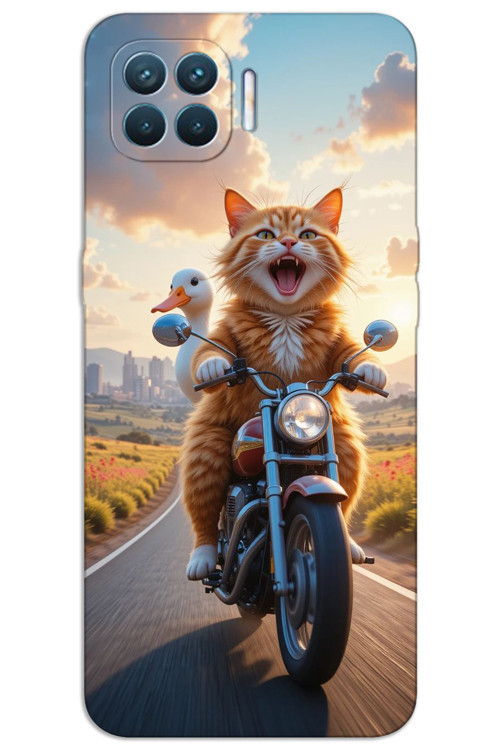 Oppo Reno 4 Lite Kılıf HD Desen Baskılı Arka Kapak - Çılgın Kedi