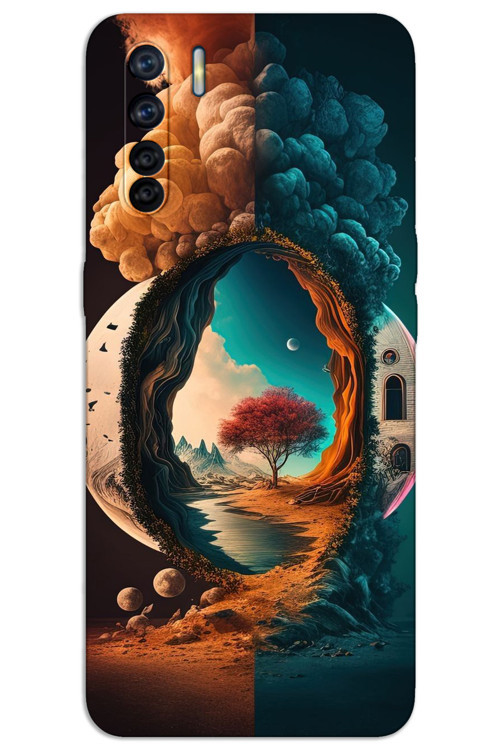 Oppo A91 Kılıf HD Desen Baskılı Arka Kapak - Aydan Gece