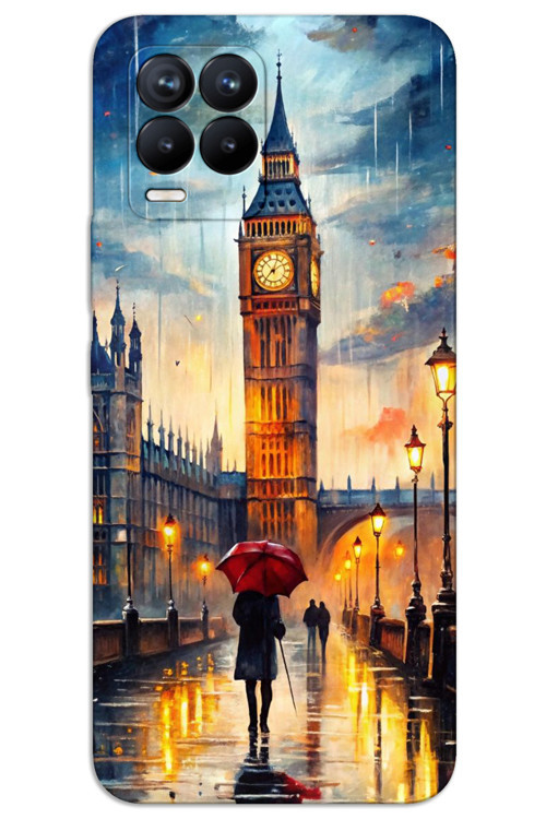 Realme 8 Kılıf HD Desen Baskılı Arka Kapak - Saat Kulesi