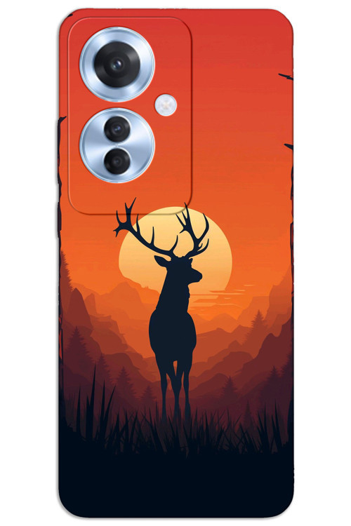 Oppo Reno 11F Kılıf HD Desen Baskılı Arka Kapak - Geyik