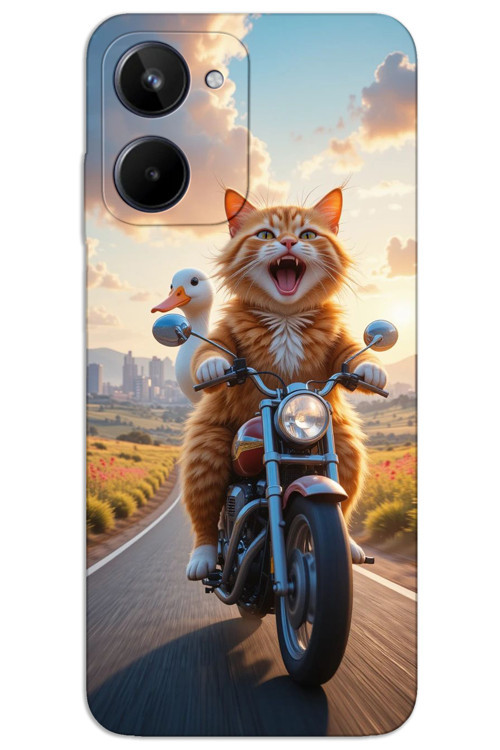 Realme 10 4G Kılıf HD Desen Baskılı Arka Kapak - Çılgın Kedi