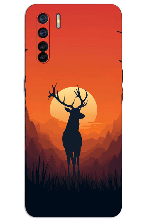 Oppo A91 Kılıf HD Desen Baskılı Arka Kapak - Geyik