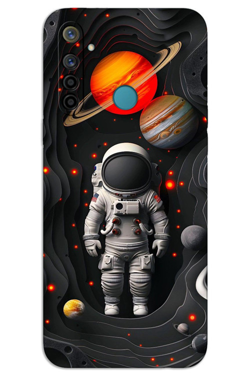 Realme 5i Kılıf HD Desen Baskılı Arka Kapak - Astronot Gezegenler