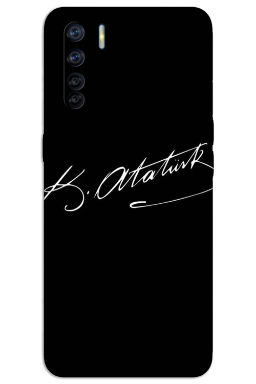 Oppo A91 Kılıf HD Desen Baskılı Arka Kapak - Atatürk İmza