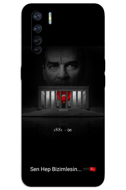 Oppo A91 Kılıf HD Desen Baskılı Arka Kapak - Atatürk Bizimlesin