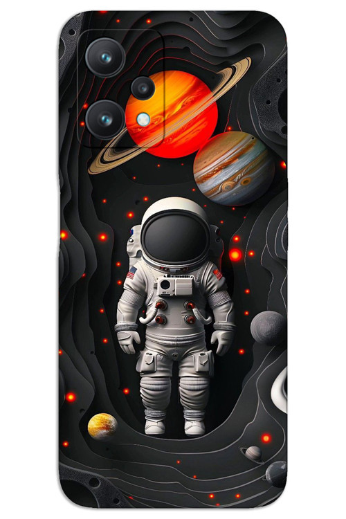 Realme 9 Pro Kılıf HD Desen Baskılı Arka Kapak - Astronot Gezegenler