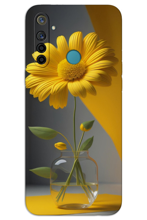 Realme 5i Kılıf HD Desen Baskılı Arka Kapak - Fanus Çiçek