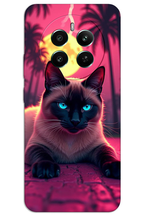 Realme 12 4G Kılıf HD Desen Baskılı Arka Kapak - Gergin Kedi