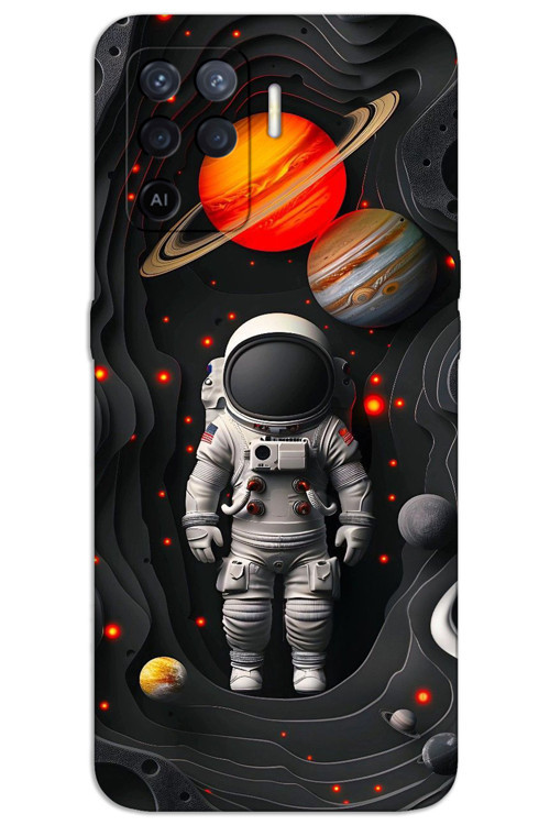 Oppo Reno 5 Lite Kılıf HD Desen Baskılı Arka Kapak - Astronot Gezegenler