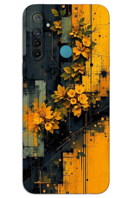 Realme 5i Kılıf HD Desen Baskılı Arka Kapak - Sarı Çiçekler