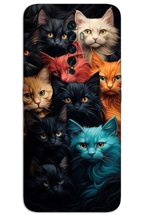 Oppo Reno 2Z Kılıf HD Desen Baskılı Arka Kapak - Renkli Kediler