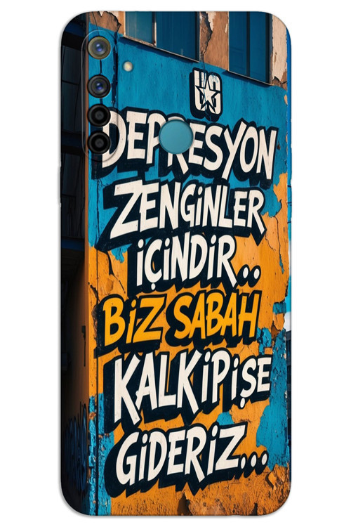 Realme 5i Kılıf HD Desen Baskılı Arka Kapak - Depresyon