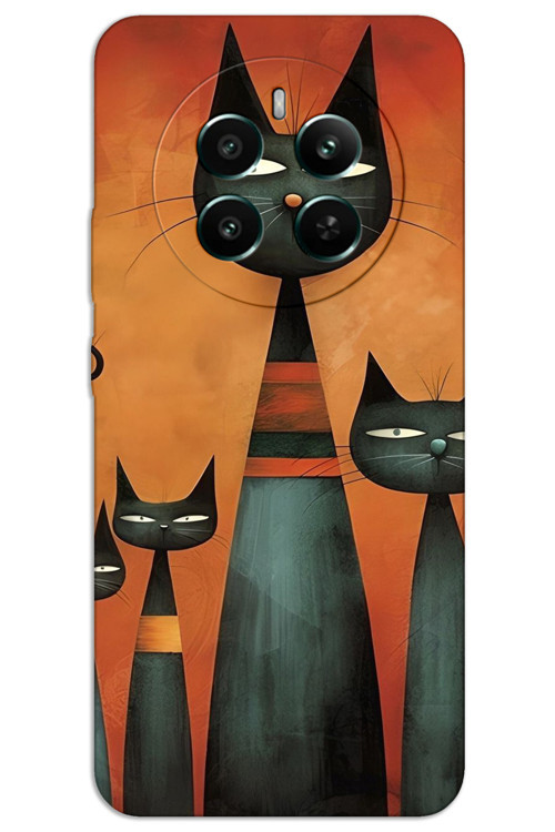 Realme 12 4G Kılıf HD Desen Baskılı Arka Kapak - Sanat Kedi