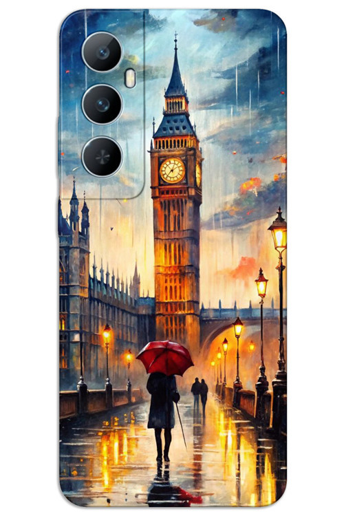 Realme C65 Kılıf HD Desen Baskılı Arka Kapak - Saat Kulesi