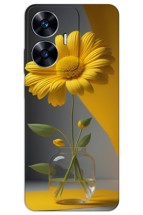 Realme C55 Kılıf HD Desen Baskılı Arka Kapak - Fanus Çiçek