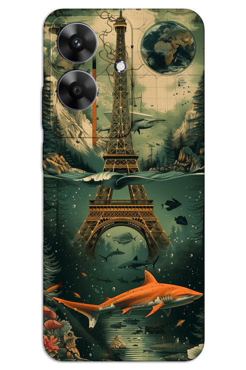 Realme Note 60 Kılıf HD Desen Baskılı Arka Kapak - Sanat Eyfel Kulesi
