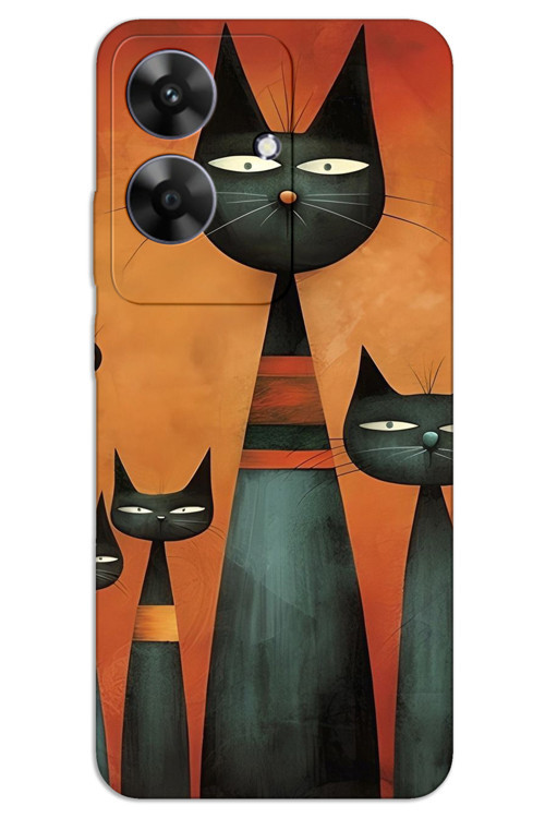 Realme Note 60 Kılıf HD Desen Baskılı Arka Kapak - Sanat Kedi