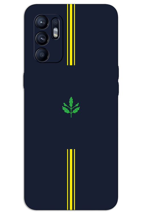 Oppo Reno 6 Kılıf HD Desen Baskılı Arka Kapak - Sarı Lacivert