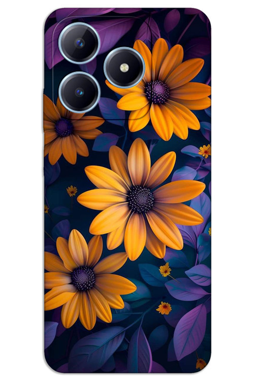 Realme Note 50 Kılıf HD Desen Baskılı Arka Kapak - Sarı Çiçek
