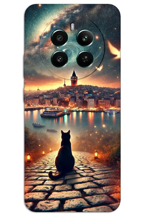 Realme 12 Pro Plus Kılıf HD Desen Baskılı Arka Kapak - Kedi Galata