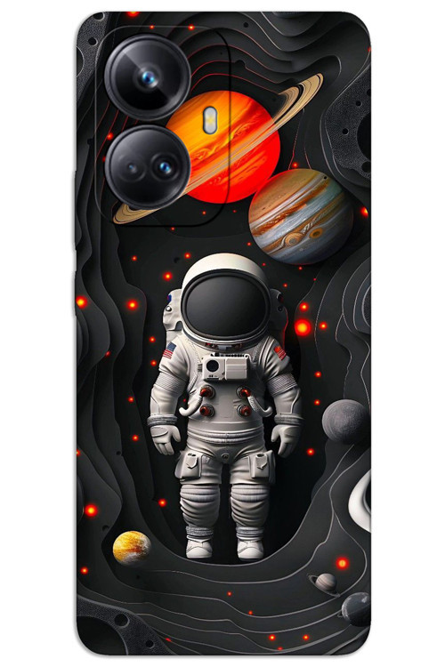 Realme 10 Pro Plus 5G Kılıf HD Desen Baskılı Arka Kapak - Astronot Gezegenler