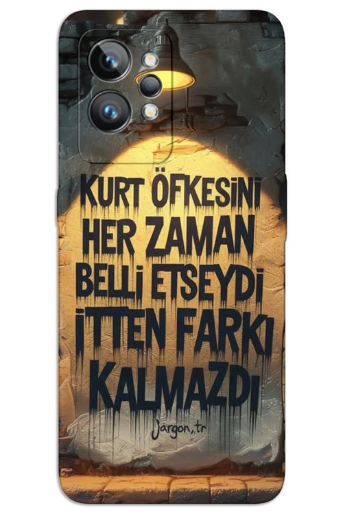 Realme GT 2 Pro Kılıf HD Desen Baskılı Arka Kapak - Kurt Öfkesi