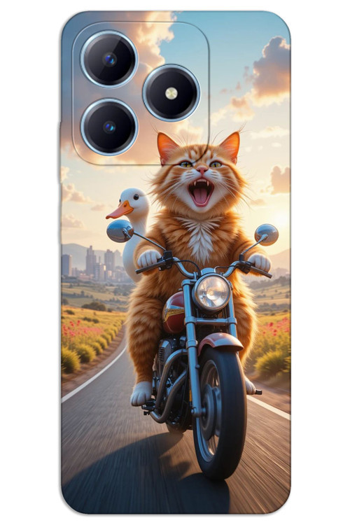 Realme Note 50 Kılıf HD Desen Baskılı Arka Kapak - Çılgın Kedi