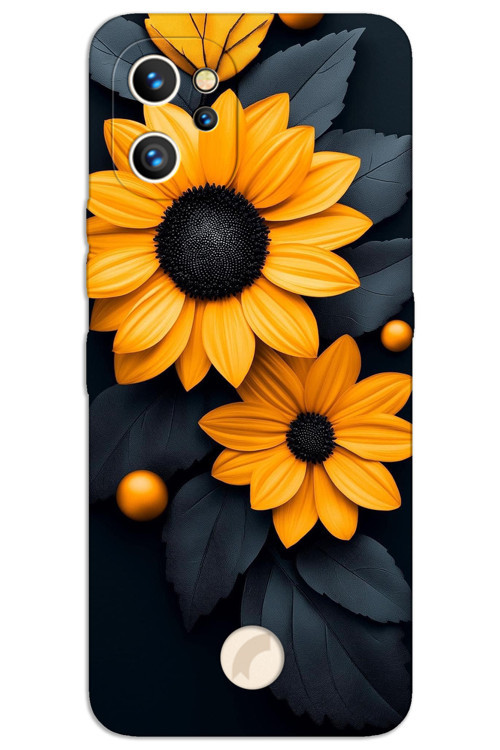 Reeder S19 Max Pro Kılıf HD Desen Baskılı Arka Kapak - Siyah Çiçek