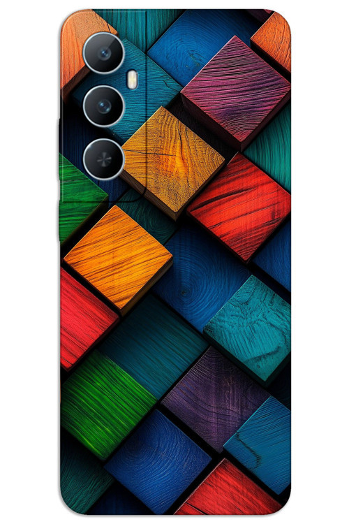 Realme C65 Kılıf HD Desen Baskılı Arka Kapak - Kare Desen