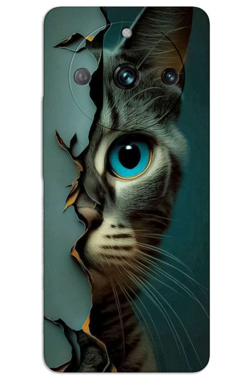 Realme 11 Pro Kılıf HD Desen Baskılı Arka Kapak - Mavi Kedi