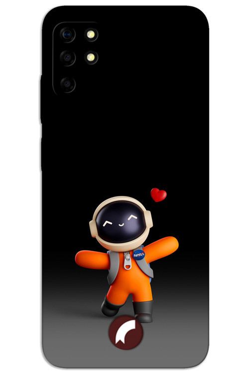Reeder S19 Max Kılıf HD Desen Baskılı Arka Kapak - Astronot Kalp