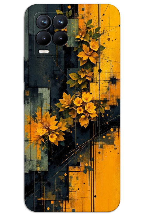 Realme 8 Kılıf HD Desen Baskılı Arka Kapak - Sarı Çiçekler