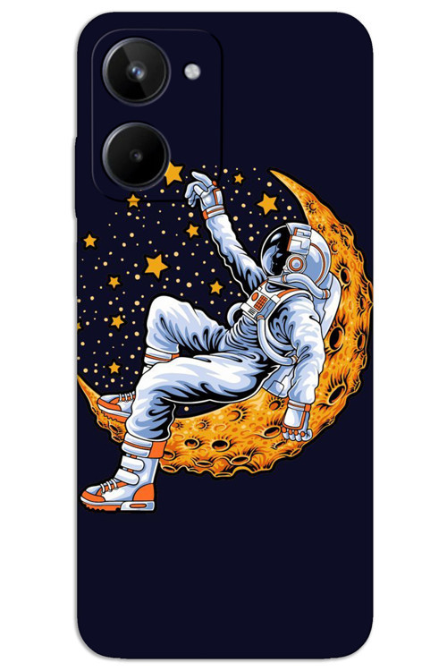 Realme 10 4G Kılıf HD Desen Baskılı Arka Kapak - Astronot Ay