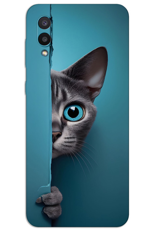 Samsung Galaxy A02 Kılıf HD Desen Baskılı Arka Kapak - Mavi Gözlü Kedi