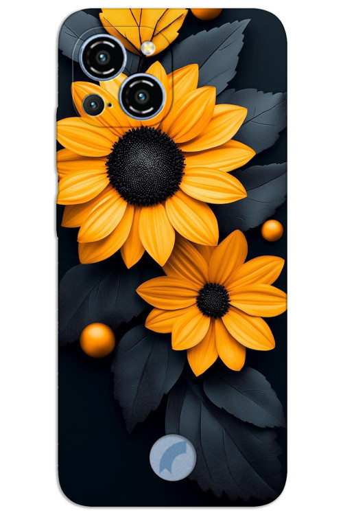 Reeder S23 Pro Max Kılıf HD Desen Baskılı Arka Kapak - Siyah Çiçek