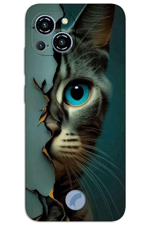 Reeder S23 Pro Max Kılıf HD Desen Baskılı Arka Kapak - Mavi Kedi