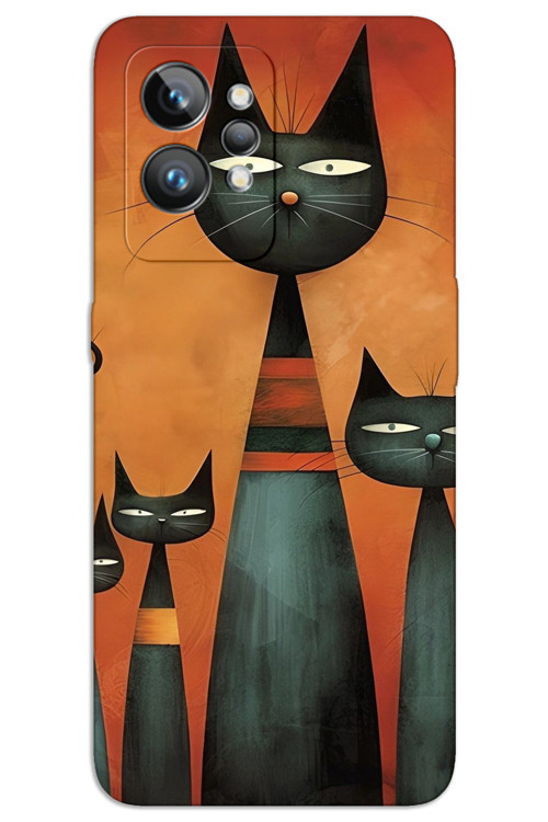 Realme GT 2 Kılıf HD Desen Baskılı Arka Kapak - Sanat Kedi