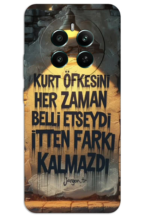Realme 12 Plus Kılıf HD Desen Baskılı Arka Kapak - Kurt Öfkesi
