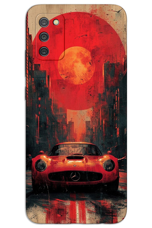 Samsung Galaxy A02S Kılıf HD Desen Baskılı Arka Kapak - Kırmızı Mercedes