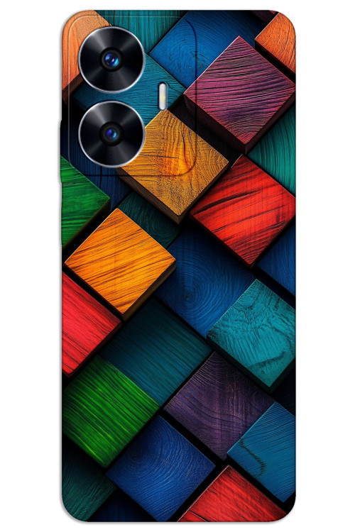 Realme C55 Kılıf HD Desen Baskılı Arka Kapak - Kare Desen