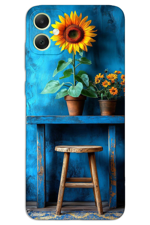 Samsung Galaxy A04 Kılıf HD Desen Baskılı Arka Kapak - Sanat Tabure Çiçek