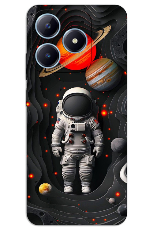 Realme C53 Kılıf HD Desen Baskılı Arka Kapak - Astronot Gezegenler