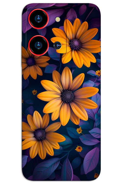 Reeder S19 Max Pro-S-Zoom Kılıf HD Desen Baskılı Arka Kapak - Sarı Çiçek