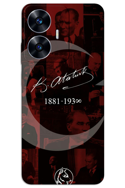 Realme C55 Kılıf HD Desen Baskılı Arka Kapak - Atatürk Ayyıldız