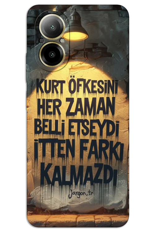 Realme 12 Lite Kılıf HD Desen Baskılı Arka Kapak - Kurt Öfkesi